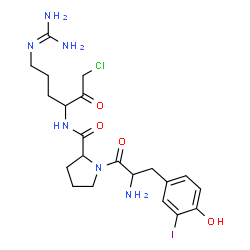 ChemSpider 2D Image | 3-Iodotyrosyl-N-(6-carbamimidamido-1-chloro-2-oxo-3-hexanyl)prolinamide | C21H30ClIN6O4