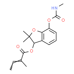 ChemSpider 2D Image | 2,2-Dimethyl-7-[(methylcarbamoyl)oxy]-2,3-dihydro-1-benzofuran-3-yl (2E)-2-methyl-2-butenoate | C17H21NO5