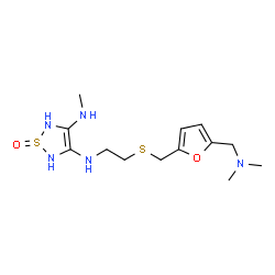 ChemSpider 2D Image | N-{2-[({5-[(Dimethylamino)methyl]-2-furyl}methyl)sulfanyl]ethyl}-N'-methyl-2,5-dihydro-1,2,5-thiadiazole-3,4-diamine 1-oxide | C13H23N5O2S2