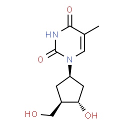 ChemSpider 2D Image | 1-[(1R,3S,4R)-3-Hydroxy-4-(hydroxymethyl)cyclopentyl]-5-methyl-2,4(1H,3H)-pyrimidinedione | C11H16N2O4