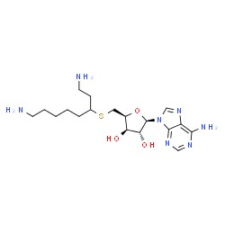 ChemSpider 2D Image | (2S,3R,4R,5R)-2-[[6-amino-1-(2-aminoethyl)hexyl]sulfanylmethyl]-5-(6-aminopurin-9-yl)tetrahydrofuran-3,4-diol | C18H31N7O3S
