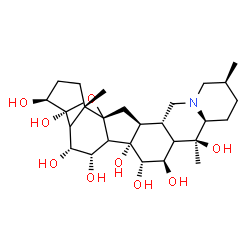 ChemSpider 2D Image | (3beta,4beta,5xi,6alpha,7alpha,8xi,15alpha,16beta,17xi)-4,9-Epoxycevane-3,4,6,7,14,15,16,20-octol | C27H43NO9
