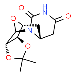 ChemSpider 2D Image | (1R,7R,9R,10R,14S)-12,12-Dimethyl-11,13,15-trioxa-2,4-diazatetracyclo[7.5.1.0~2,7~.0~10,14~]pentadecane-3,5-dione | C12H16N2O5