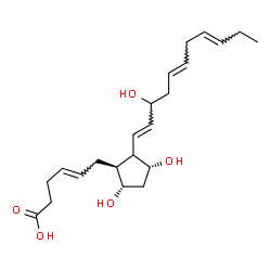 ChemSpider 2D Image | (4E)-6-{(1S,3R,5S)-3,5-Dihydroxy-2-[(1E,5E,8E)-3-hydroxy-1,5,8-undecatrien-1-yl]cyclopentyl}-4-hexenoic acid | C22H34O5