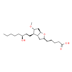 ChemSpider 2D Image | (5Z,9beta,11alpha,15S)-15-Hydroxy-11-methoxy-6,9-epoxyprosta-5,13-dien-1-oic acid | C21H34O5