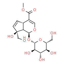 ChemSpider 2D Image | Methyl (1S,4aS,7S)-1-(beta-D-glucopyranosyloxy)-7-hydroxy-7-(hydroxymethyl)-1,4a,7,7a-tetrahydrocyclopenta[c]pyran-4-carboxylate | C17H24O11