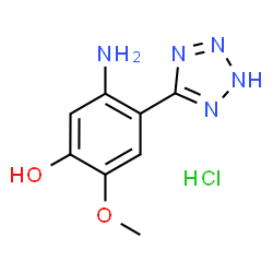 ChemSpider 2D Image | 5-Amino-2-methoxy-4-(1H-tetrazol-5-yl)phenol hydrochloride (1:1) | C8H10ClN5O2