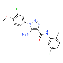 ChemSpider 2D Image | 5-Amino-1-(3-chloro-4-methoxyphenyl)-N-(5-chloro-2-methylphenyl)-1H-1,2,3-triazole-4-carboxamide | C17H15Cl2N5O2