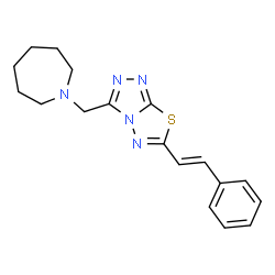 ChemSpider 2D Image | 3-(1-Azepanylmethyl)-6-[(E)-2-phenylvinyl][1,2,4]triazolo[3,4-b][1,3,4]thiadiazole | C18H21N5S