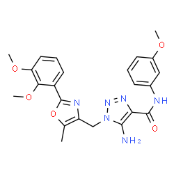 ChemSpider 2D Image | 5-Amino-1-{[2-(2,3-dimethoxyphenyl)-5-methyl-1,3-oxazol-4-yl]methyl}-N-(3-methoxyphenyl)-1H-1,2,3-triazole-4-carboxamide | C23H24N6O5