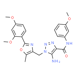 ChemSpider 2D Image | 5-Amino-1-{[2-(2,4-dimethoxyphenyl)-5-methyl-1,3-oxazol-4-yl]methyl}-N-(3-methoxyphenyl)-1H-1,2,3-triazole-4-carboxamide | C23H24N6O5