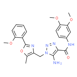 ChemSpider 2D Image | 5-Amino-N-(3,4-dimethoxyphenyl)-1-{[2-(2-methoxyphenyl)-5-methyl-1,3-oxazol-4-yl]methyl}-1H-1,2,3-triazole-4-carboxamide | C23H24N6O5