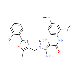 ChemSpider 2D Image | 5-Amino-N-(2,4-dimethoxyphenyl)-1-{[2-(2-methoxyphenyl)-5-methyl-1,3-oxazol-4-yl]methyl}-1H-1,2,3-triazole-4-carboxamide | C23H24N6O5