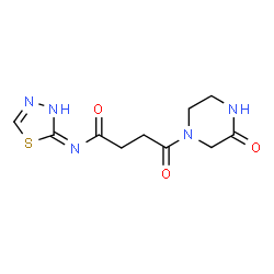 ChemSpider 2D Image | 4-Oxo-4-(3-oxo-1-piperazinyl)-N-(1,3,4-thiadiazol-2-yl)butanamide | C10H13N5O3S