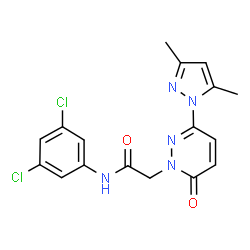 ChemSpider 2D Image | N-(3,5-Dichlorophenyl)-2-[3-(3,5-dimethyl-1H-pyrazol-1-yl)-6-oxo-1(6H)-pyridazinyl]acetamide | C17H15Cl2N5O2