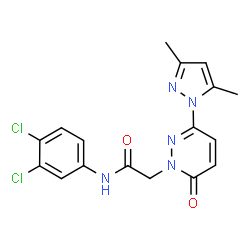 ChemSpider 2D Image | N-(3,4-Dichlorophenyl)-2-[3-(3,5-dimethyl-1H-pyrazol-1-yl)-6-oxo-1(6H)-pyridazinyl]acetamide | C17H15Cl2N5O2