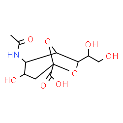 ChemSpider 2D Image | 2-Acetamido-7-(1,2-dihydroxyethyl)-3-hydroxy-6,8-dioxabicyclo[3.2.1]octane-5-carboxylic acid | C11H17NO8