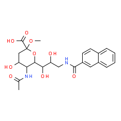 ChemSpider 2D Image | Methyl 5-acetamido-3,5-dideoxy-6-[1,2-dihydroxy-3-(2-naphthoylamino)propyl]hex-2-ulopyranosidonic acid | C23H28N2O9