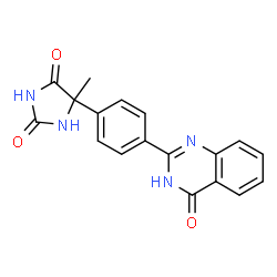 ChemSpider 2D Image | 5-Methyl-5-[4-(4-oxo-1,4-dihydro-2-quinazolinyl)phenyl]-2,4-imidazolidinedione | C18H14N4O3