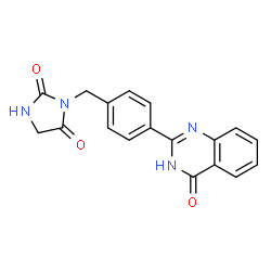 ChemSpider 2D Image | 3-[4-(4-Oxo-1,4-dihydro-2-quinazolinyl)benzyl]-2,4-imidazolidinedione | C18H14N4O3