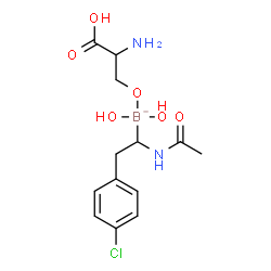 ChemSpider 2D Image | [1-Acetamido-2-(4-chlorophenyl)ethyl](dihydroxy)(serinato-kappaO~3~)borate(1-) | C13H19BClN2O6