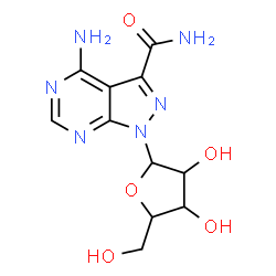 ChemSpider 2D Image | 4-Amino-1-pentofuranosyl-1H-pyrazolo[3,4-d]pyrimidine-3-carboxamide | C11H14N6O5