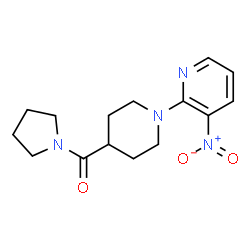 ChemSpider 2D Image | [1-(3-Nitro-2-pyridinyl)-4-piperidinyl](1-pyrrolidinyl)methanone | C15H20N4O3