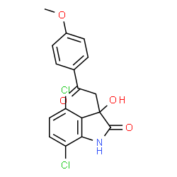 ChemSpider 2D Image | 4,7-dichloro-3-hydroxy-3-[2-(4-methoxyphenyl)-2-oxoethyl]-1H-indol-2-one | C17H13Cl2NO4