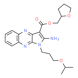 ChemSpider 2D Image | Tetrahydro-2-furanylmethyl 2-amino-1-(3-isopropoxypropyl)-1H-pyrrolo[2,3-b]quinoxaline-3-carboxylate | C22H28N4O4