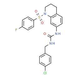 ChemSpider 2D Image | 1-(4-Chlorobenzyl)-3-{1-[(4-fluorophenyl)sulfonyl]-1,2,3,4-tetrahydro-7-quinolinyl}urea | C23H21ClFN3O3S