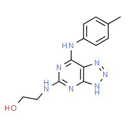 ChemSpider 2D Image | 2-({7-[(4-Methylphenyl)amino]-1H-[1,2,3]triazolo[4,5-d]pyrimidin-5-yl}amino)ethanol | C13H15N7O