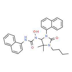 ChemSpider 2D Image | 1-[1-Butyl-5,5-dimethyl-3-(1-naphthyl)-2-oxo-4-imidazolidinyl]-1-hydroxy-3-(1-naphthyl)urea | C30H32N4O3