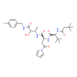 ChemSpider 2D Image | (2s)-2-(3,3-Dimethylbutanoylamino)-N-[(2s)-1-[[(2s,3s)-3-Hydroxy-4-[(4-Iodophenyl)methylamino]-4-Oxo-Butan-2-Yl]amino]-1,4-Dioxo-4-Pyrrol-1-Yl-Butan-2-Yl]-3,3-Dimethyl-Butanamide | C31H44IN5O6