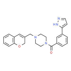 ChemSpider 2D Image | [4-(2H-Chromen-3-ylmethyl)-1-piperazinyl][3-(1H-pyrazol-5-yl)phenyl]methanone | C24H24N4O2