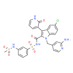 ChemSpider 2D Image | 1-[(2-Amino-4-pyridinyl)methyl]-5-chloro-N-({3-[(methylsulfonyl)amino]phenyl}sulfonyl)-3-(2-oxo-1,2-dihydro-3-pyridinyl)-1H-indole-2-carboxamide | C27H23ClN6O6S2