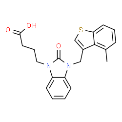 ChemSpider 2D Image | 4-{3-[(4-Methyl-1-benzothiophen-3-yl)methyl]-2-oxo-2,3-dihydro-1H-benzimidazol-1-yl}butanoic acid | C21H20N2O3S