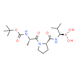 ChemSpider 2D Image | N-(tert-butoxycarbonyl)-L-alanyl-N-[(1R)-1-(dihydroxyboranyl)-2-methylpropyl]-L-prolinamide | C17H32BN3O6