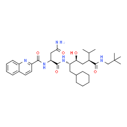 ChemSpider 2D Image | N~1~-{(2S,3S,5S)-1-Cyclohexyl-5-[(2,2-dimethylpropyl)carbamoyl]-3-hydroxy-6-methyl-2-heptanyl}-N~2~-(2-quinolinylcarbonyl)-L-aspartamide | C34H51N5O5