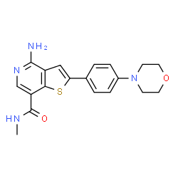 ChemSpider 2D Image | 4-Amino-N-methyl-2-[4-(4-morpholinyl)phenyl]thieno[3,2-c]pyridine-7-carboxamide | C19H20N4O2S