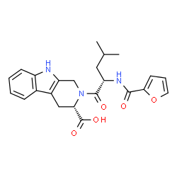 ChemSpider 2D Image | (3S)-2-[N-(2-Furoyl)-L-leucyl]-2,3,4,9-tetrahydro-1H-beta-carboline-3-carboxylic acid | C23H25N3O5