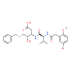 ChemSpider 2D Image | 5-S-Benzyl-3-({N-[(5-bromo-2-methoxyphenyl)acetyl]-L-valyl}amino)-2,3-dideoxy-5-thio-D-erythro-pentonic acid | C26H33BrN2O6S