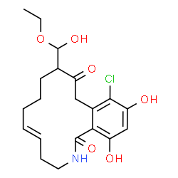 ChemSpider 2D Image | (E)-Ethyl 13-Chloro-14,16-Dihydroxy-1,11-Dioxo-1,2,3,4,7,8,9,10,11,12-Decahydrobenzo[c][1]azacyclotetradecine-10-Carboxylate | C20H26ClNO6