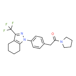 ChemSpider 2D Image | 1-(1-Pyrrolidinyl)-2-{4-[3-(trifluoromethyl)-4,5,6,7-tetrahydro-1H-indazol-1-yl]phenyl}ethanone | C20H22F3N3O