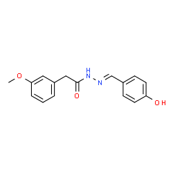 ChemSpider 2D Image | N'-[(E)-(4-Hydroxyphenyl)methylene]-2-(3-methoxyphenyl)acetohydrazide | C16H16N2O3