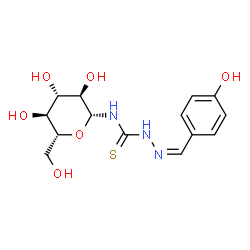 ChemSpider 2D Image | N-{[(2Z)-2-(4-Hydroxybenzylidene)hydrazino]carbonothioyl}-beta-D-glucopyranosylamine | C14H19N3O6S