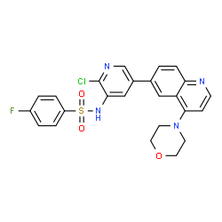 ChemSpider 2D Image | N-{2-Chloro-5-[4-(4-morpholinyl)-6-quinolinyl]-3-pyridinyl}-4-fluorobenzenesulfonamide | C24H20ClFN4O3S