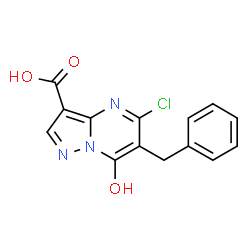 ChemSpider 2D Image | 6-Benzyl-5-chloro-7-hydroxypyrazolo[1,5-a]pyrimidine-3-carboxylic acid | C14H10ClN3O3