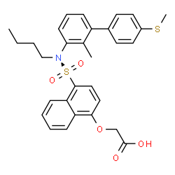ChemSpider 2D Image | [(4-{Butyl[2-methyl-4'-(methylsulfanyl)-3-biphenylyl]sulfamoyl}-1-naphthyl)oxy]acetic acid | C30H31NO5S2