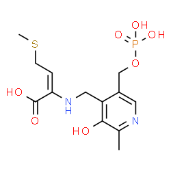 ChemSpider 2D Image | (2E)-2-[({3-Hydroxy-2-methyl-5-[(phosphonooxy)methyl]-4-pyridinyl}methyl)amino]-4-(methylsulfanyl)-2-butenoic acid | C13H19N2O7PS