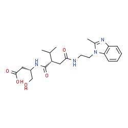 ChemSpider 2D Image | (3S)-4-Hydroxy-3-{[(2S)-2-isopropyl-4-{[2-(2-methyl-1H-benzimidazol-1-yl)ethyl]amino}-4-oxobutanoyl]amino}butanoic acid | C21H30N4O5